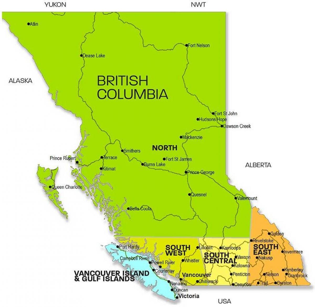 Bản đồ của anh columbia khu vực