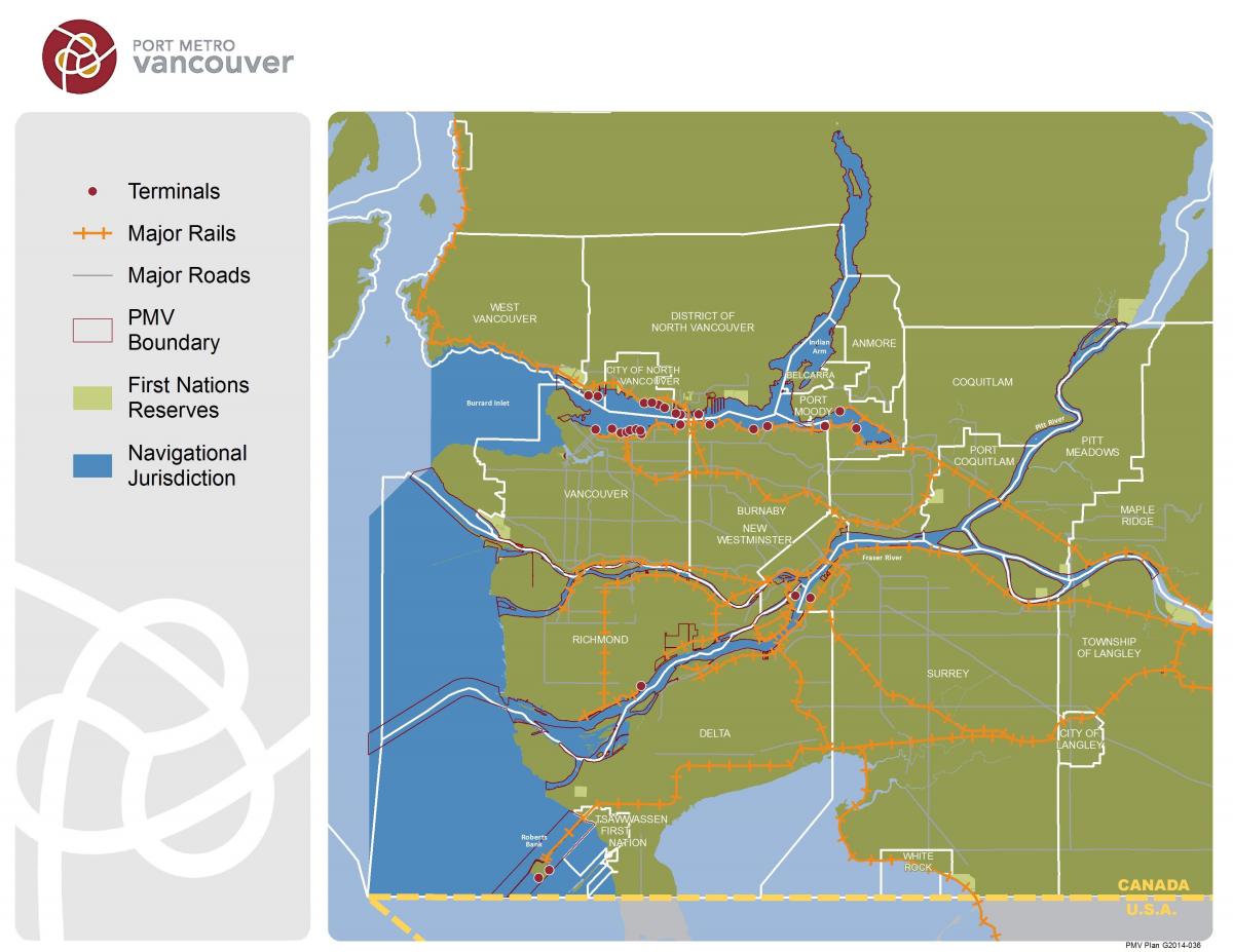 Bản đồ của cảng tàu điện ngầm vancouver