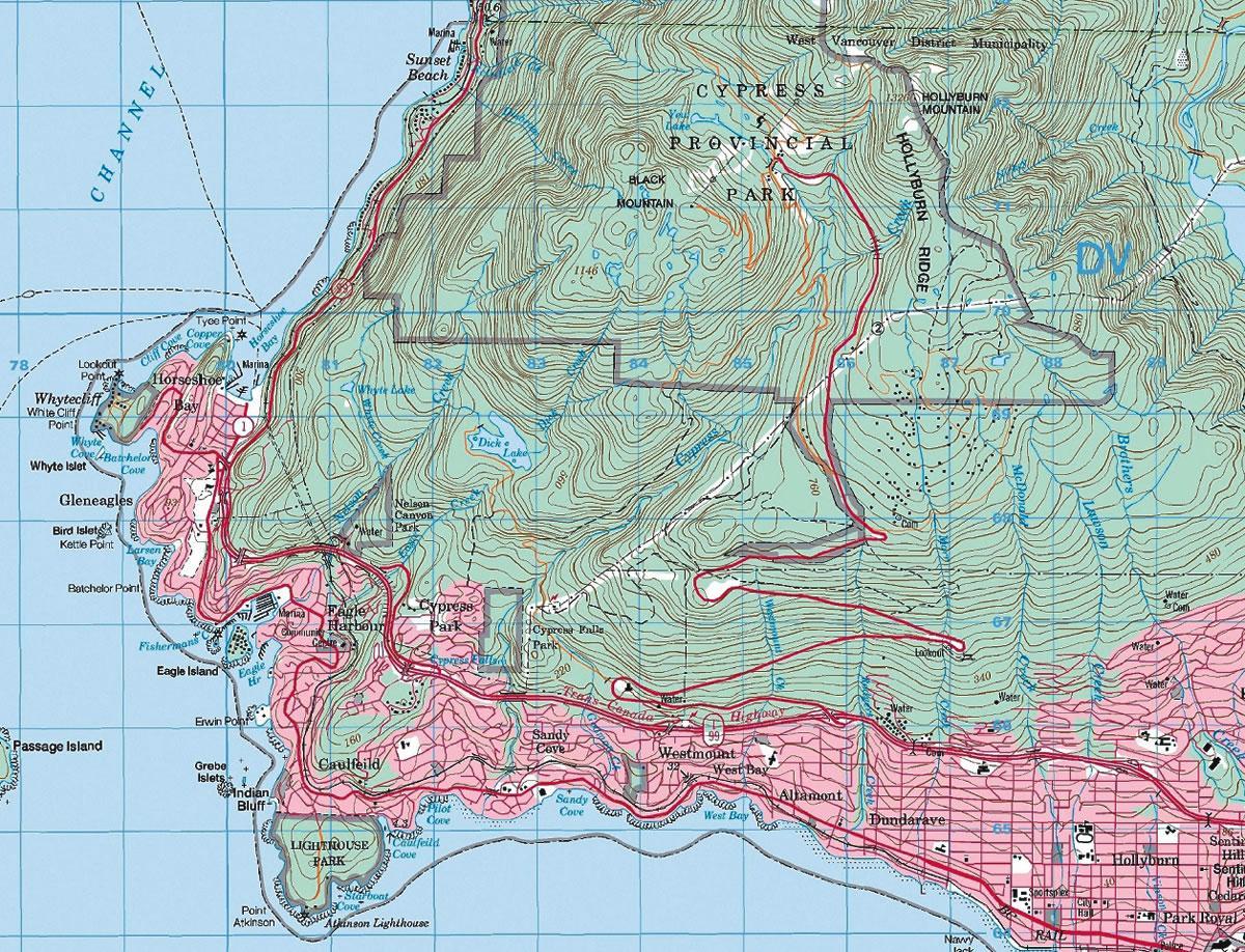 Bản đồ của vancouver địa hình