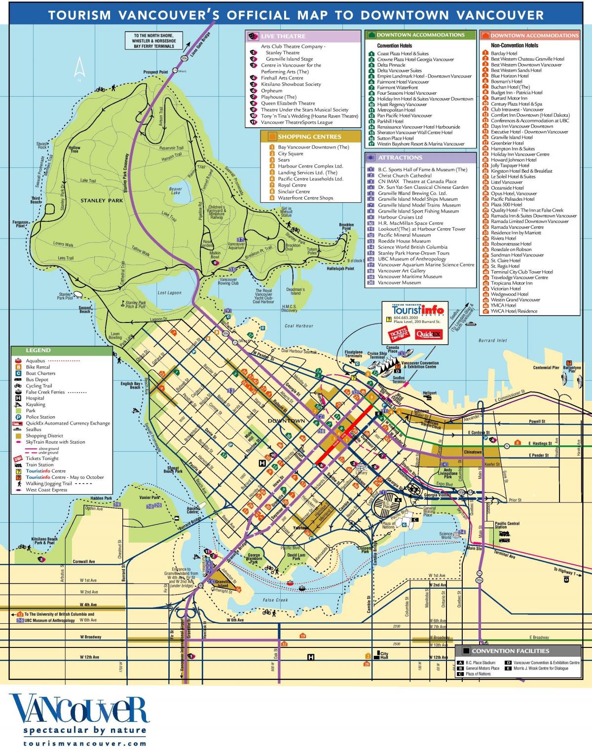 trung tâm thành phố vancouver bản đồ với hấp dẫn