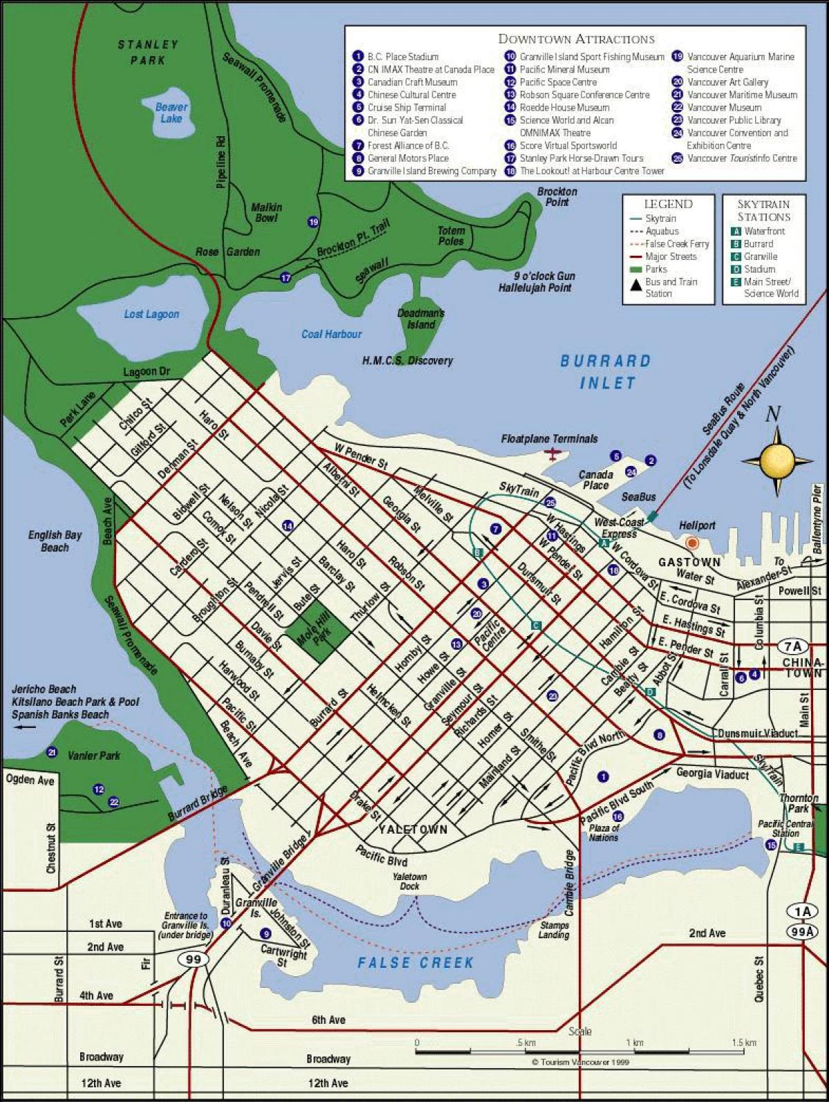 Bản đồ của trung tâm thành phố vancouver