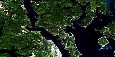 Bản đồ của đảo vancouver vệ tinh