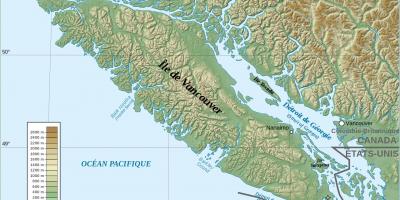 Bản đồ của địa hình đảo vancouver