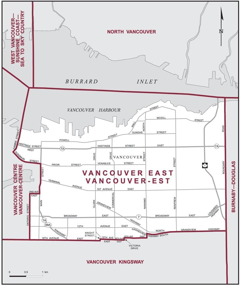 Bản đồ của đông vancouver