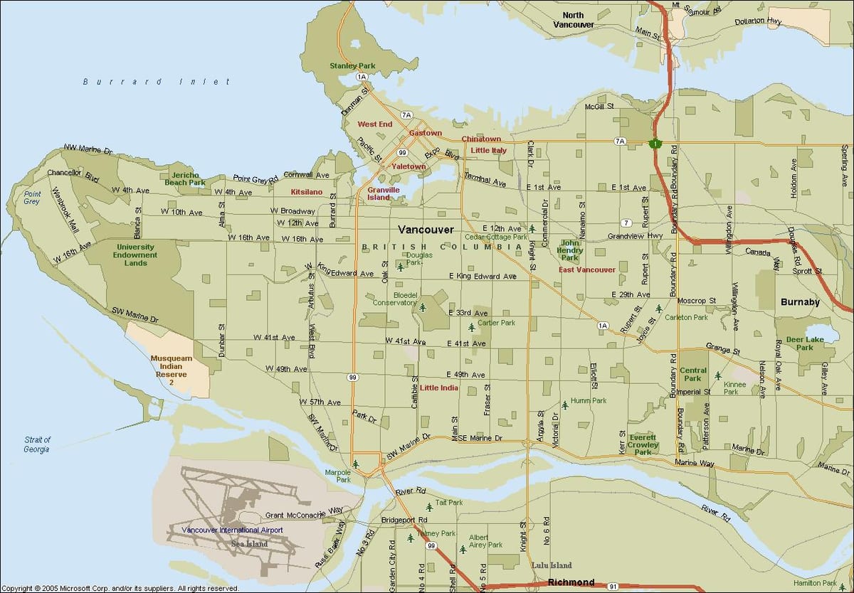 Bản đồ của đường phố lại canada