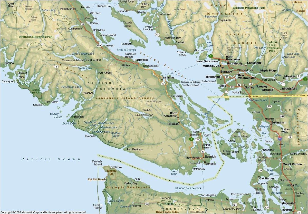 Bản đồ của vancouver khu vực bc
