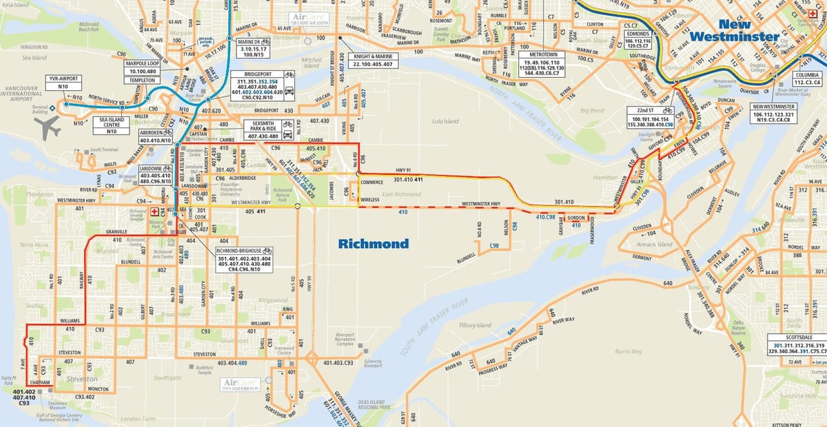 Bản đồ của bắc vancouver xe buýt