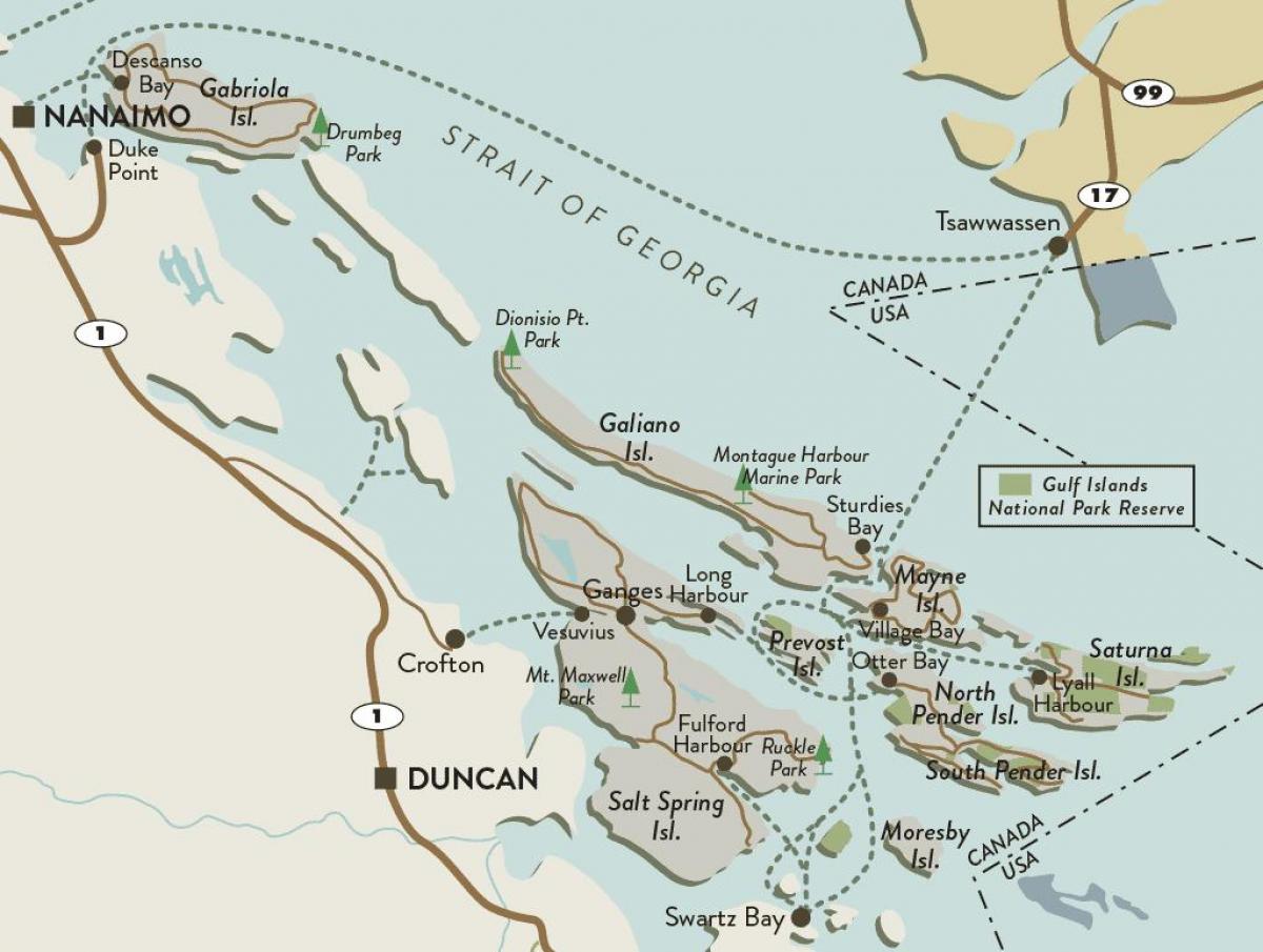 bản đồ của đảo vancouver và đảo vịnh