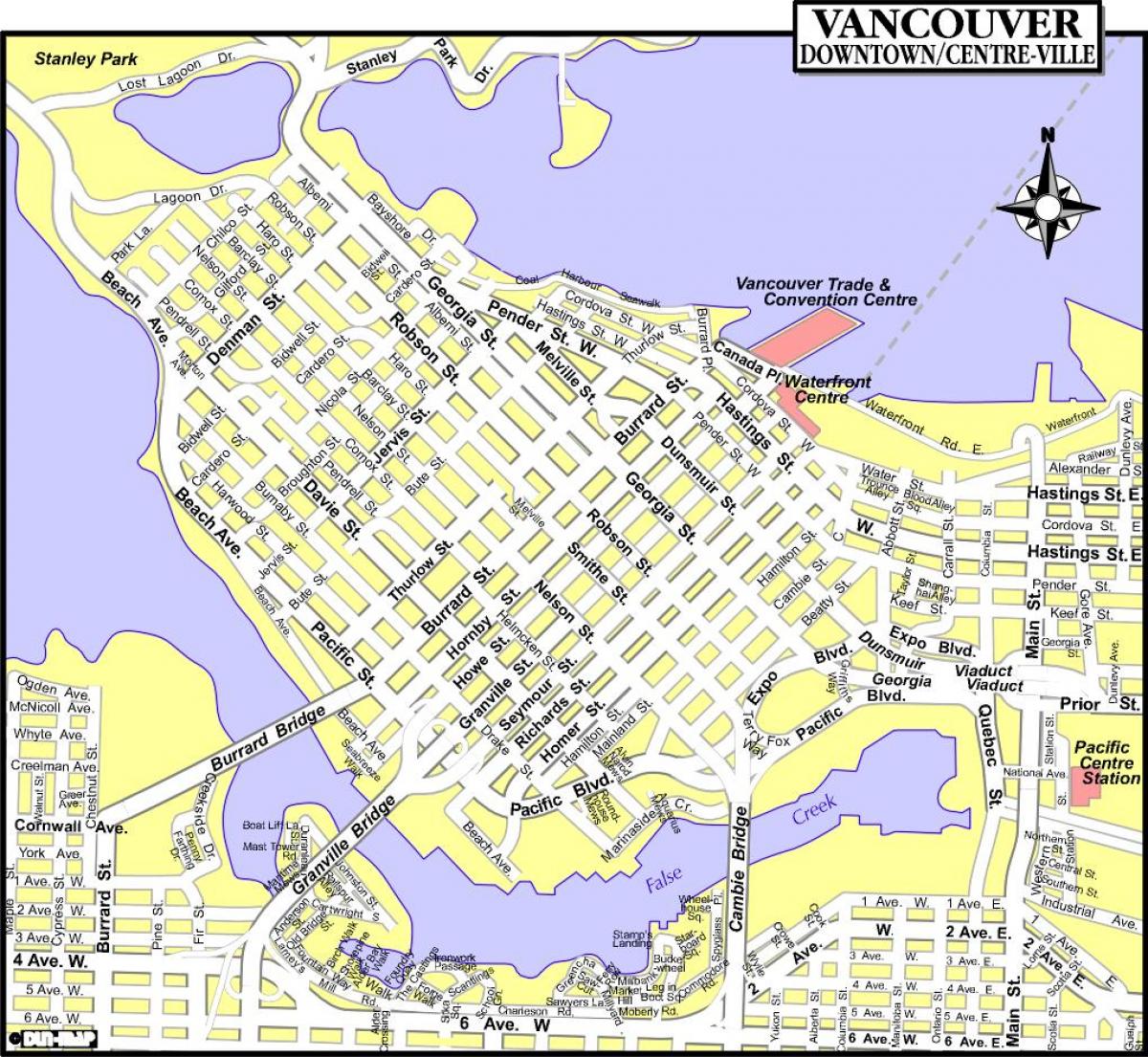 Bản đồ của trung tâm thành phố vancouver bc