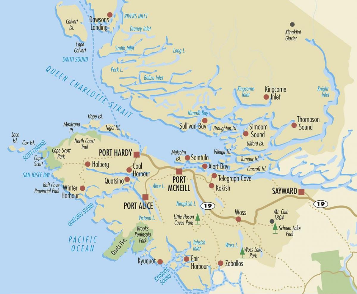Bản đồ của bắc đảo vancouver