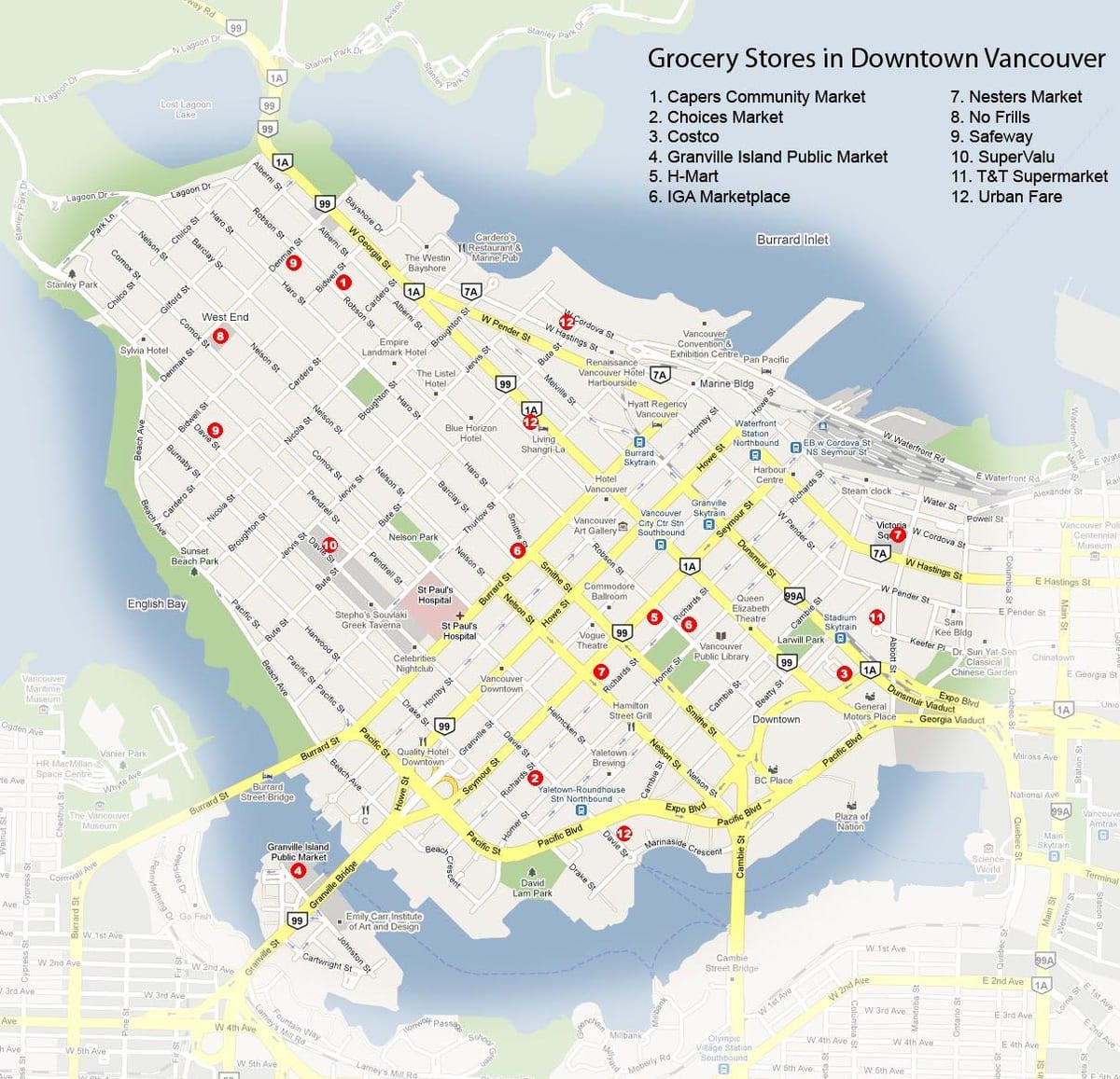 Bản đồ của cửa hàng vancouver