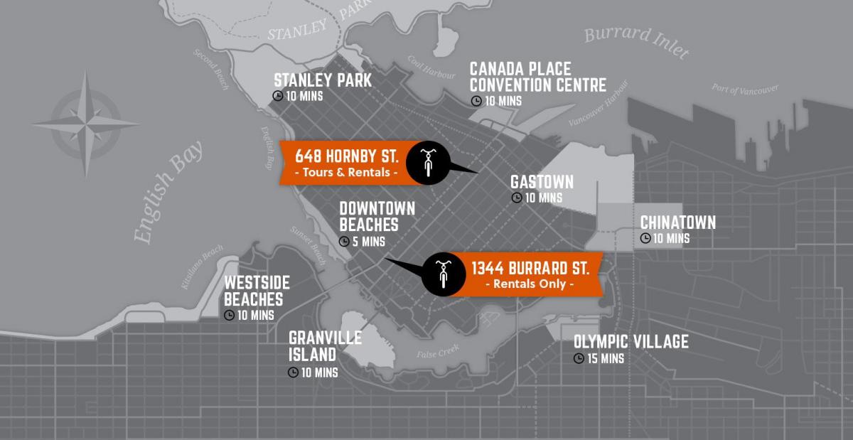 Bản đồ của chu kỳ và hướng dẫn đảo vancouver