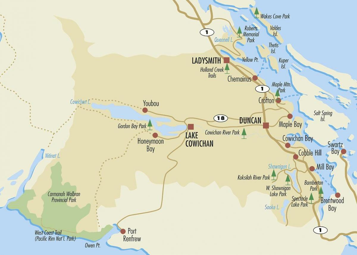 Bản đồ của duncan đảo vancouver 