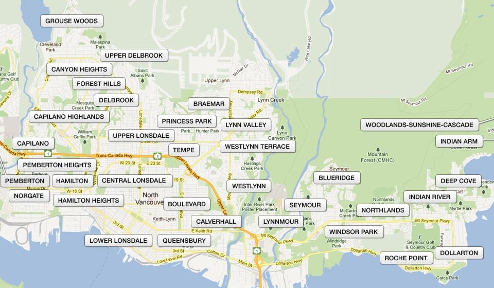 Bản đồ của khu bắc vancouver