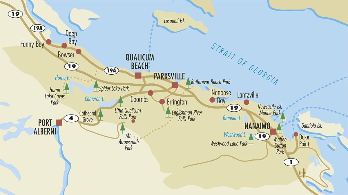 bản đồ của parksville đảo vancouver