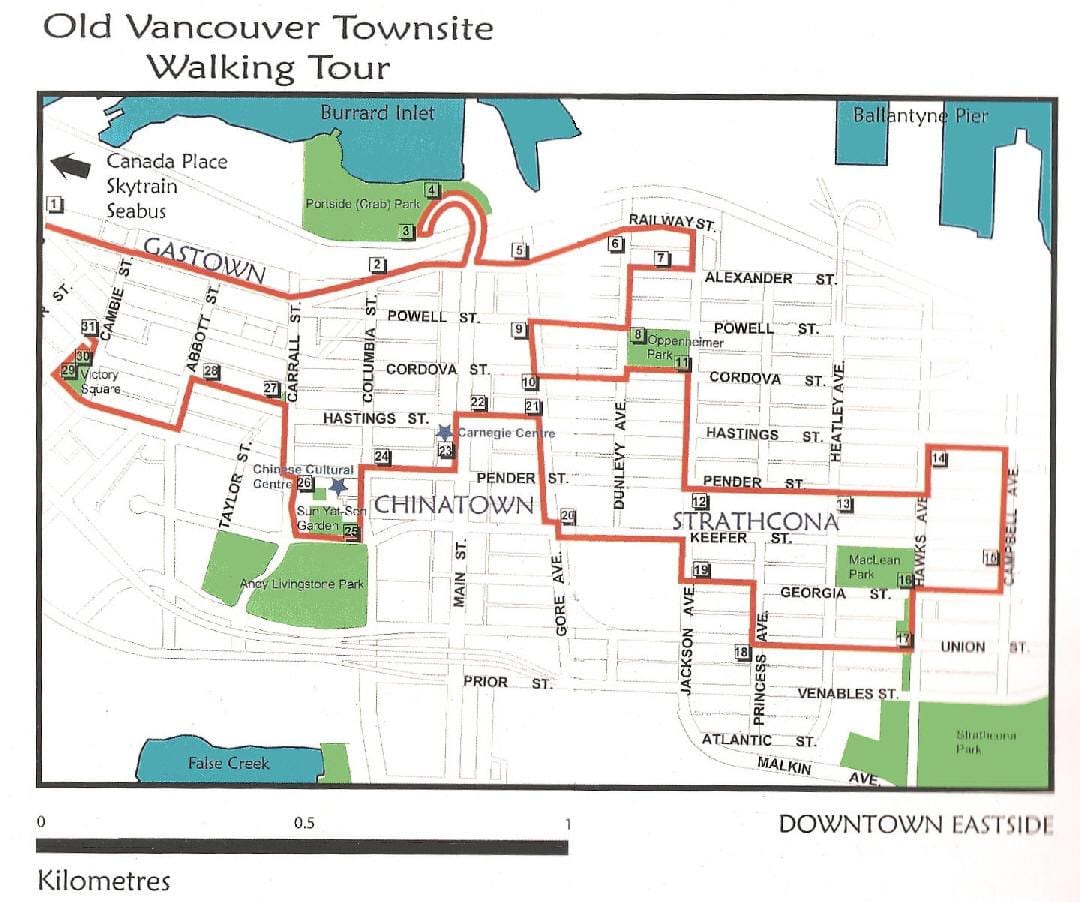 vancouver, đi bộ bản đồ du lịch