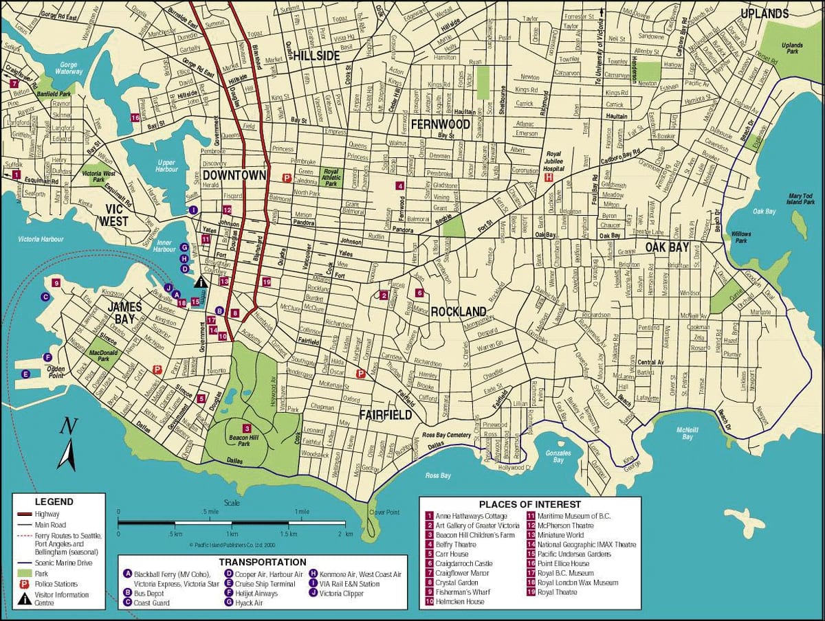 Bản đồ của đảo vancouver điểm du lịch