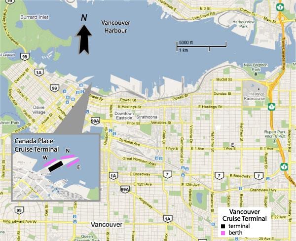vancouver cảng tàu tàu bản đồ