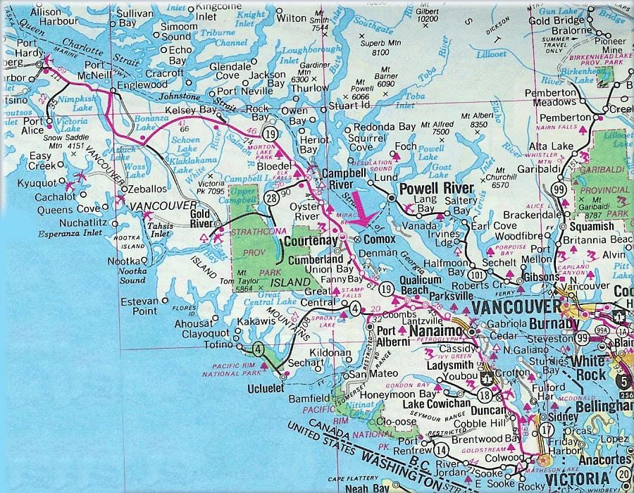 Bản đồ của đảo vancouver hồ