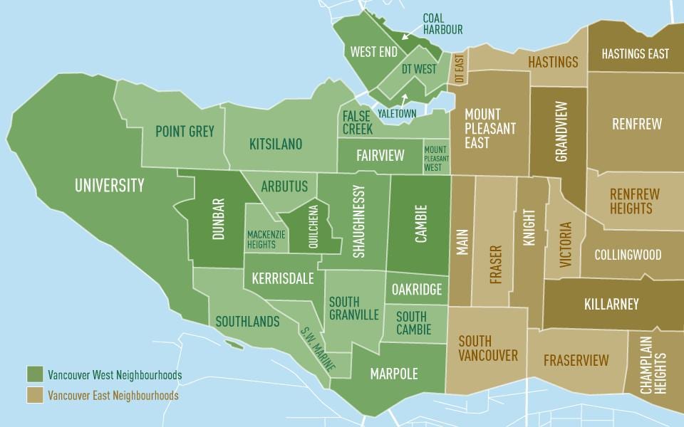 Bản đồ của vancouver khu phố