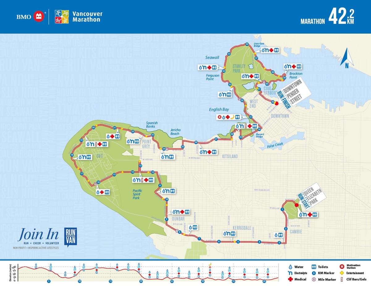 Bản đồ của vancouver marathon