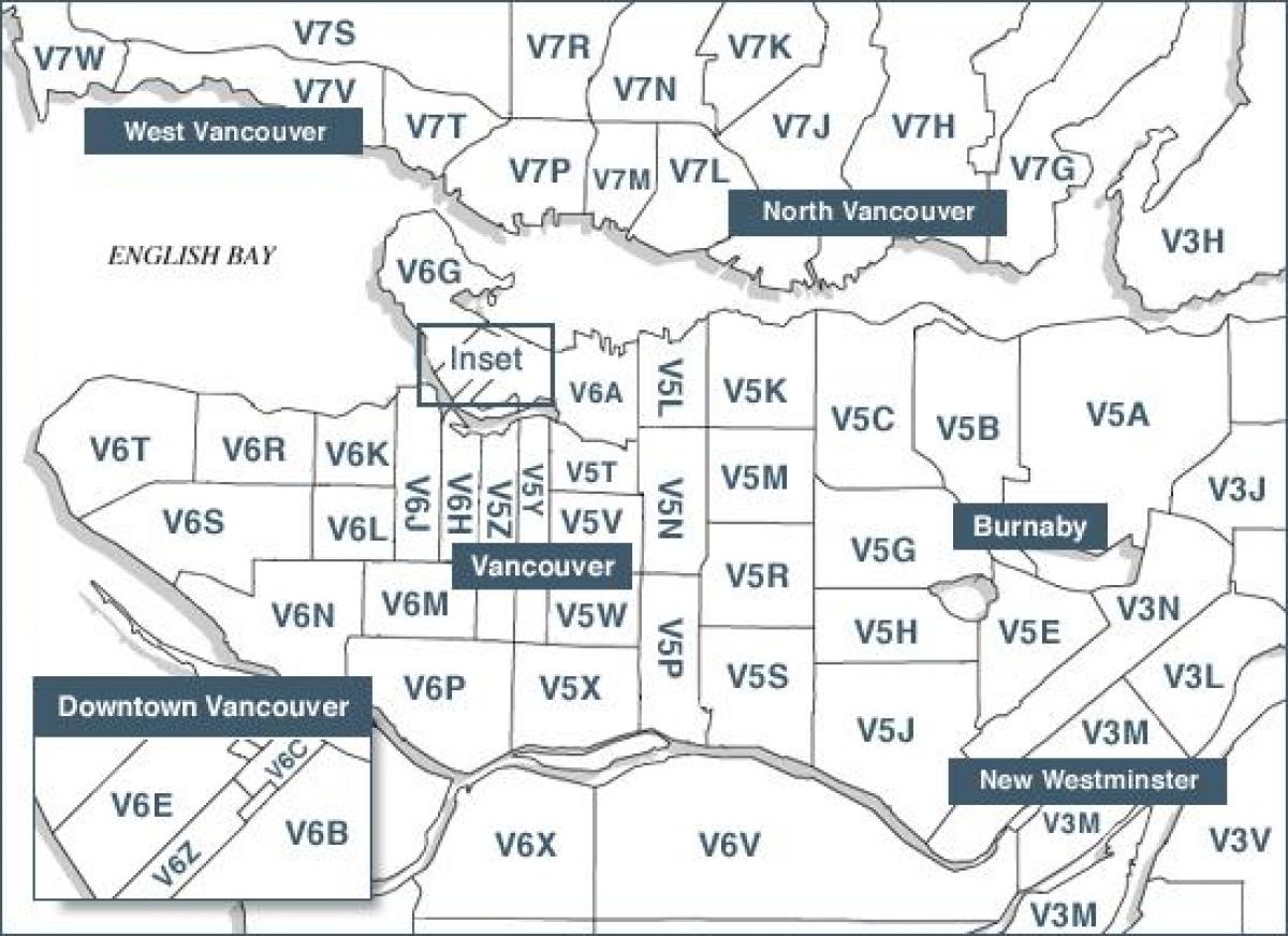 vancouver đảo mã số bưu chính bản đồ