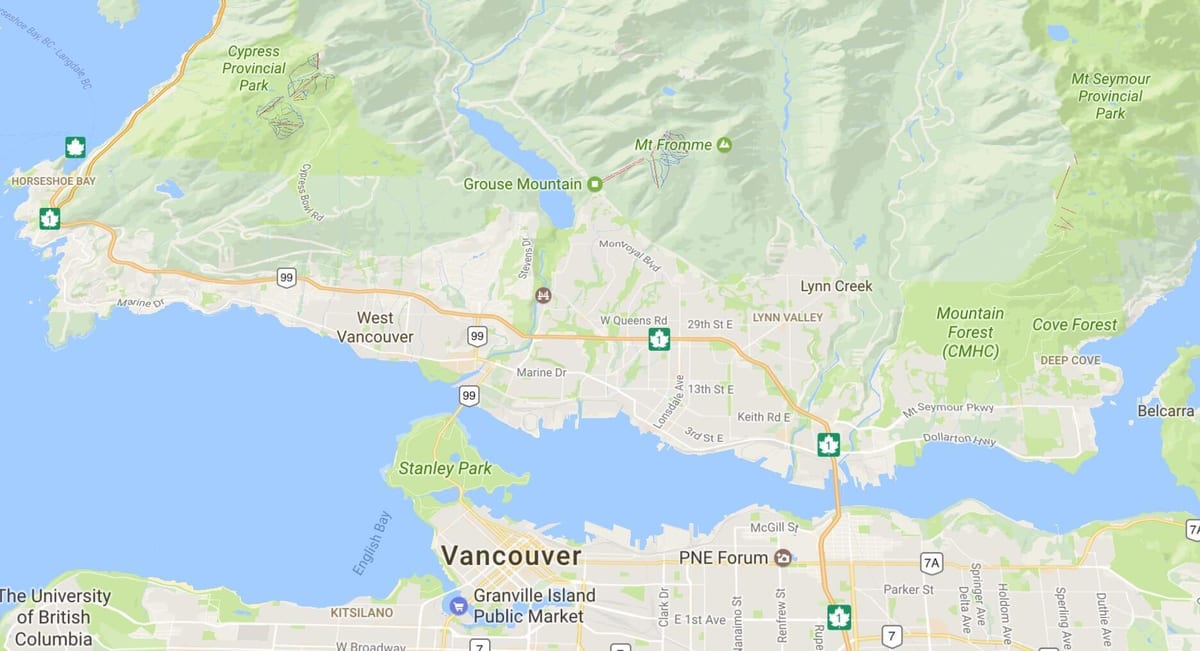 vancouver đảo núi bản đồ