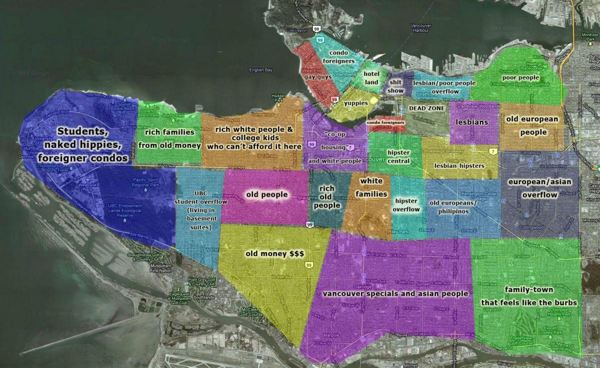 bản đồ của vancouver và khu vực xung quanh