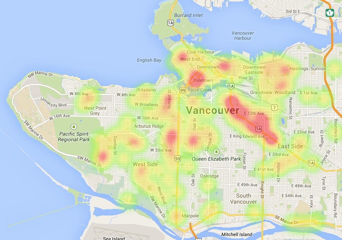 Bản đồ của vancouver nhiệt