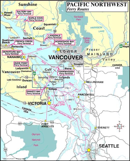 vancouver đảo phà bản đồ