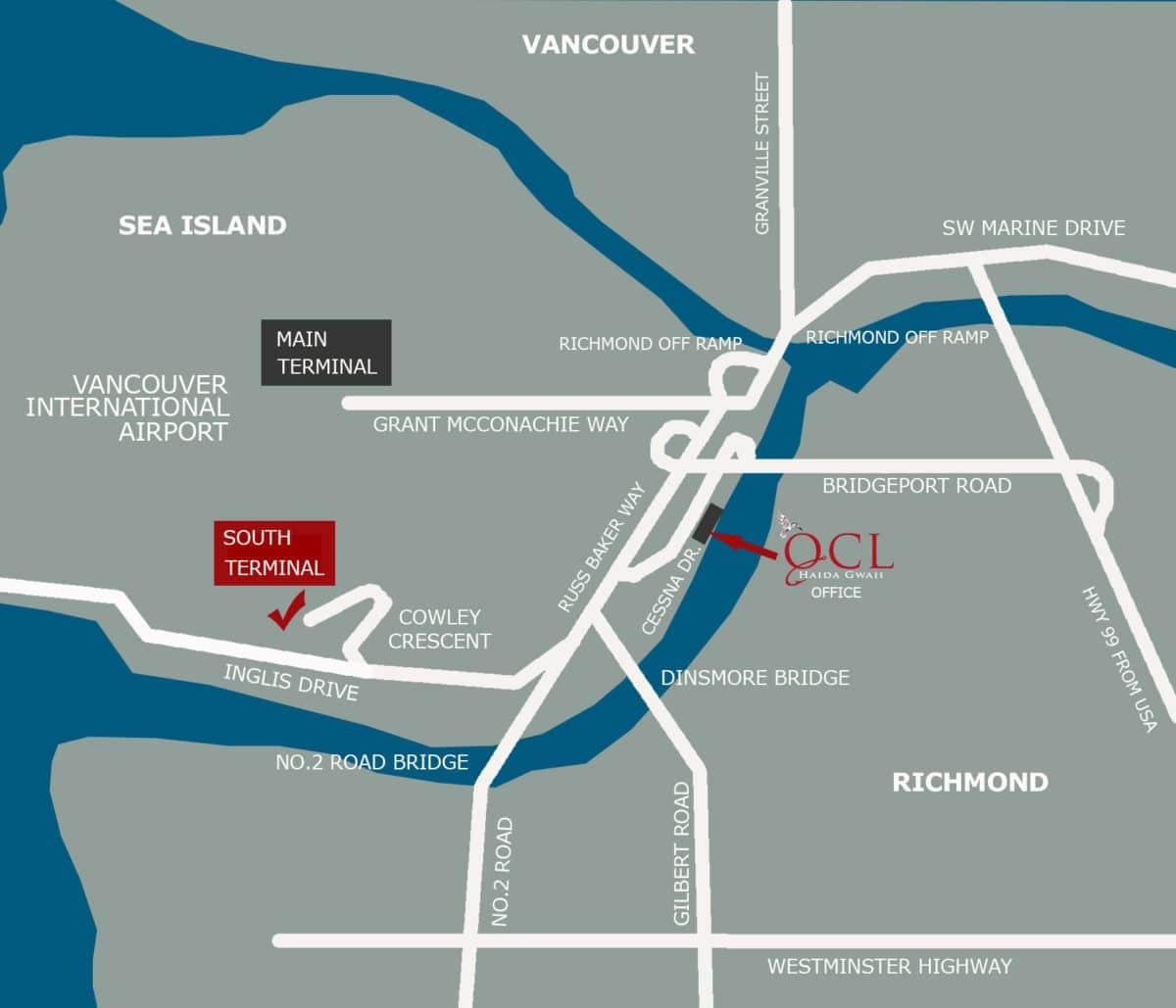 Bản đồ của sân bay vancouver vị trí
