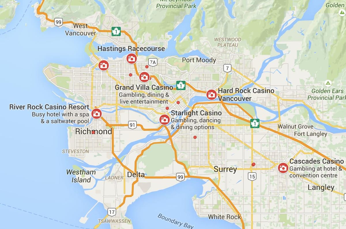 Bản đồ của vancouver sòng bạc