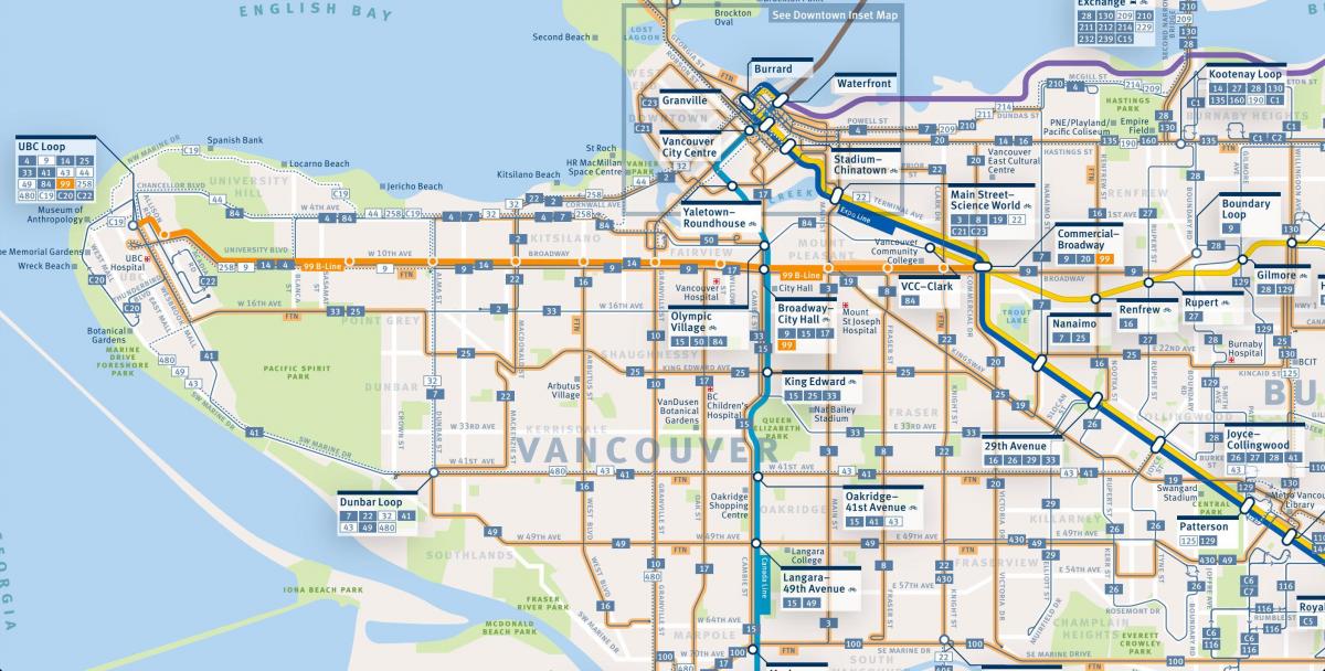 Bản đồ của vancouver tuyến xe buýt