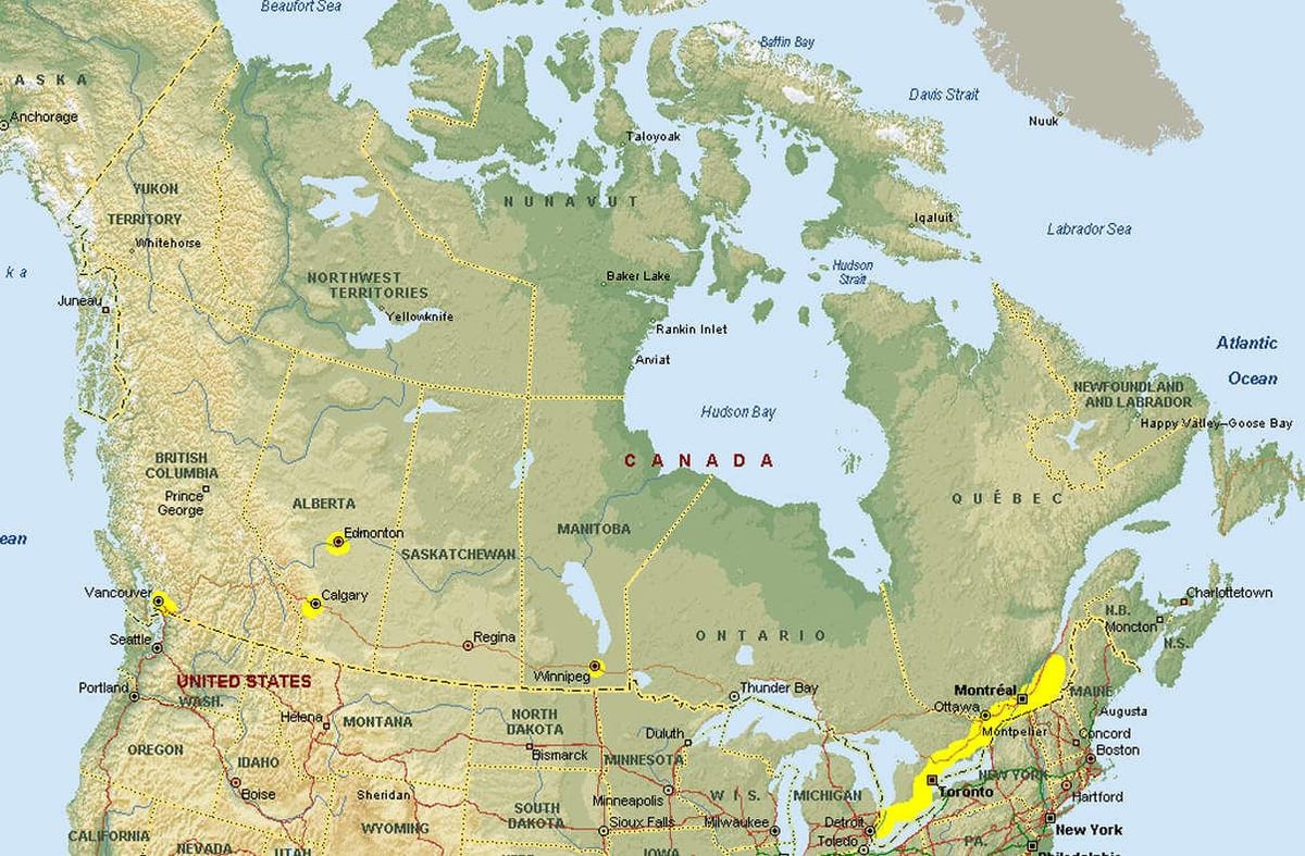 Bản đồ của vancouver qua biên giới