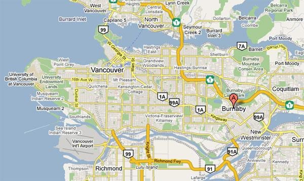 Bản đồ của cambridge, vancouver