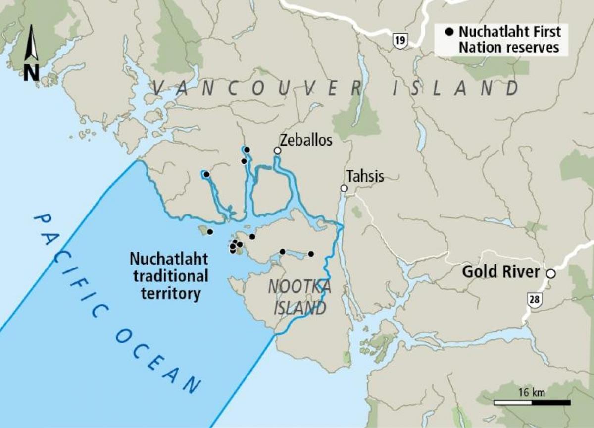 Bản đồ của đảo vancouver quốc gia đầu tiên