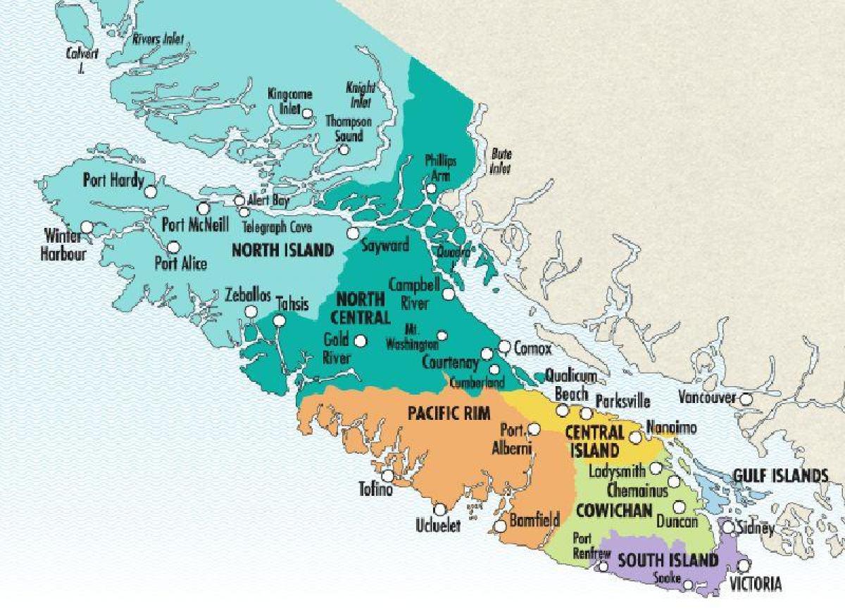 Bản đồ của đảo vancouver rượu