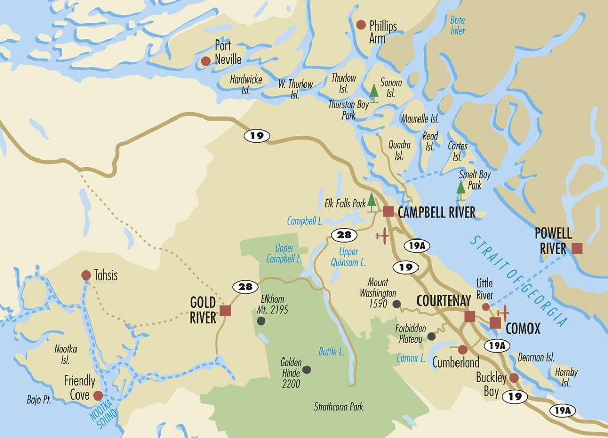 campbell sông bản đồ đảo vancouver