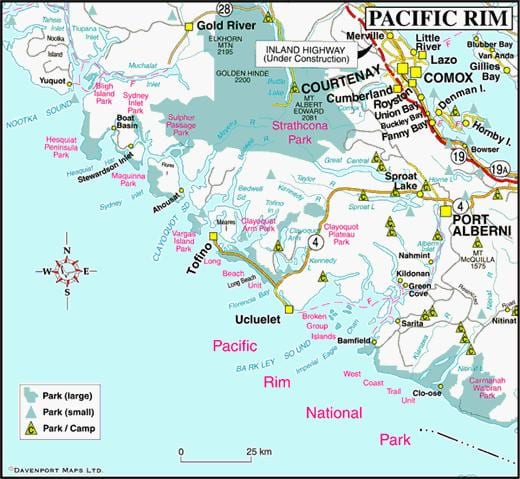 Bản đồ của west coast canada