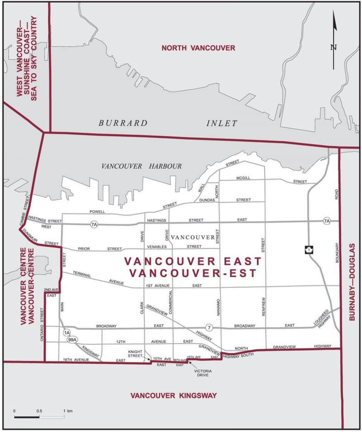 Bản đồ của đông vancouver 