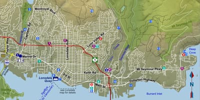 Bản đồ của bắc vancouver bc