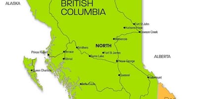 Bản đồ của anh columbia khu vực