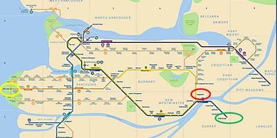 Bản đồ của tàu maple ridge đến vancouver