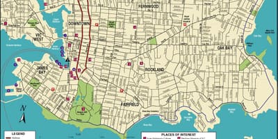 Bản đồ của đảo vancouver điểm du lịch