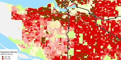 Bản đồ của đảo vancouver mật độ dân