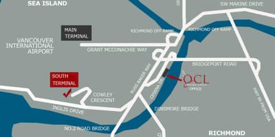 Bản đồ của sân bay vancouver vị trí