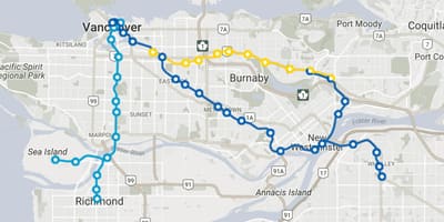 Tàu trên vancouver bản đồ đường